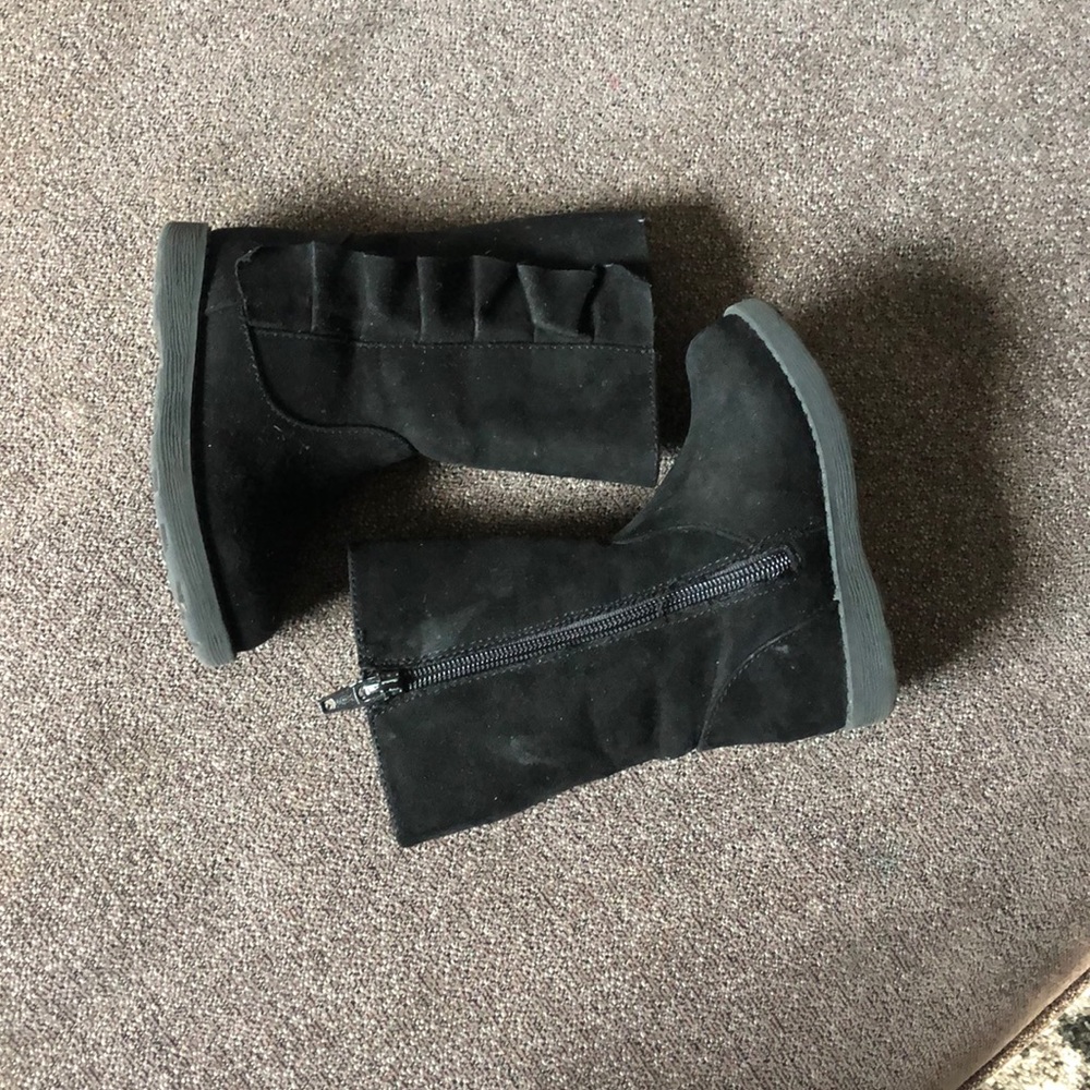 Little Girls Black Ruffle Riding boots